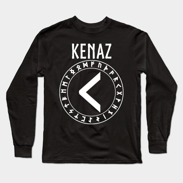 Kenaz Norse Rune of Intellect Long Sleeve T-Shirt by AgemaApparel